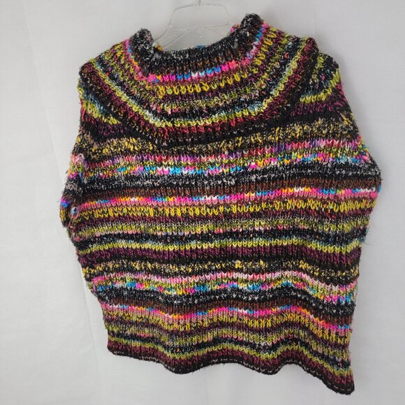 ANTHROPOLOGIE Womens M/L Piera Multicolor Knit Turtleneck Poncho Sweater - Picture 5 of 12